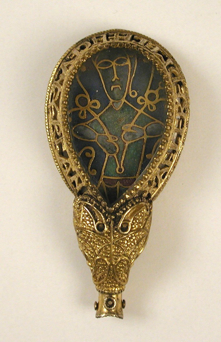 Gold and enamel pendant jewel with a figure, made in the manner of the Alfred Jewel, 19th century (the museum's own dating carries a question mark), The Metropolitan Museum of Art, CC0