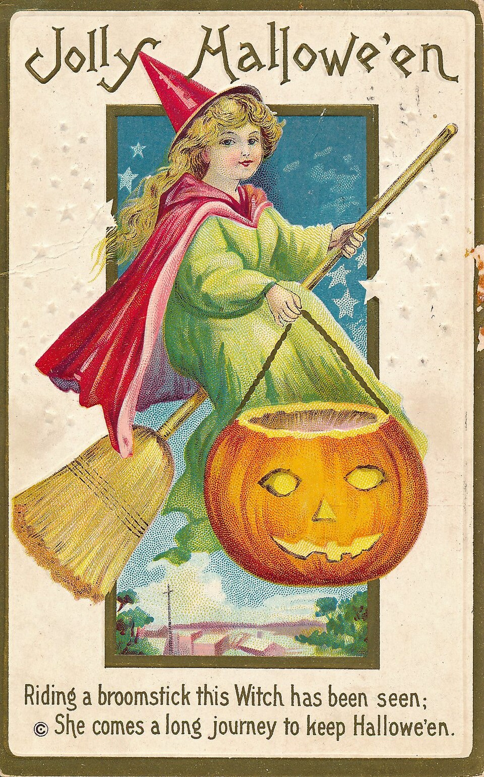 An American "Jolly Hallowe'en" postcard from 1915. Scan: Larry Syverson, CC BY-SA 2.0, via Wikimedia Commons