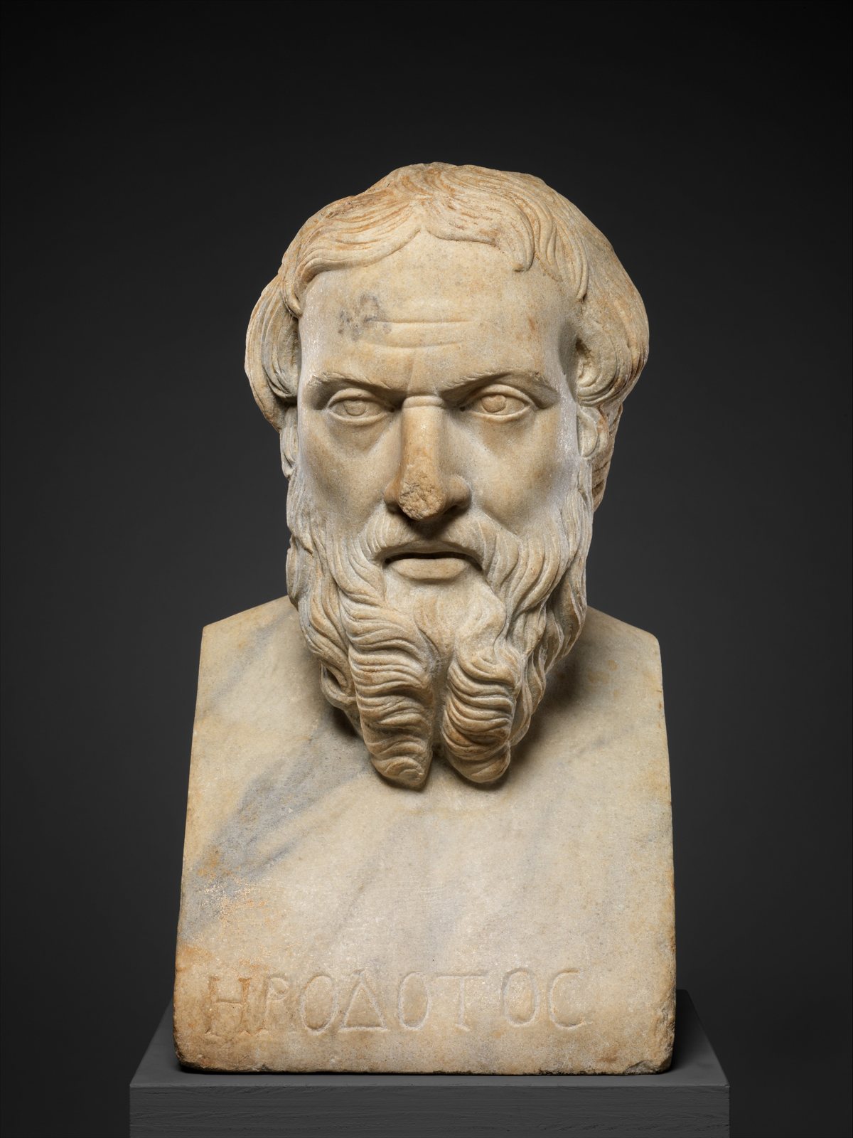Marble bust of Herodotus, Roman copy of the 2nd century AD. The Metropolitan Museum of Art, CC0 public domain